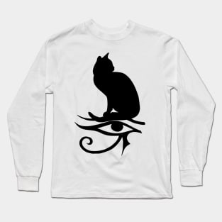 Black Cat with Eye of Horus Long Sleeve T-Shirt